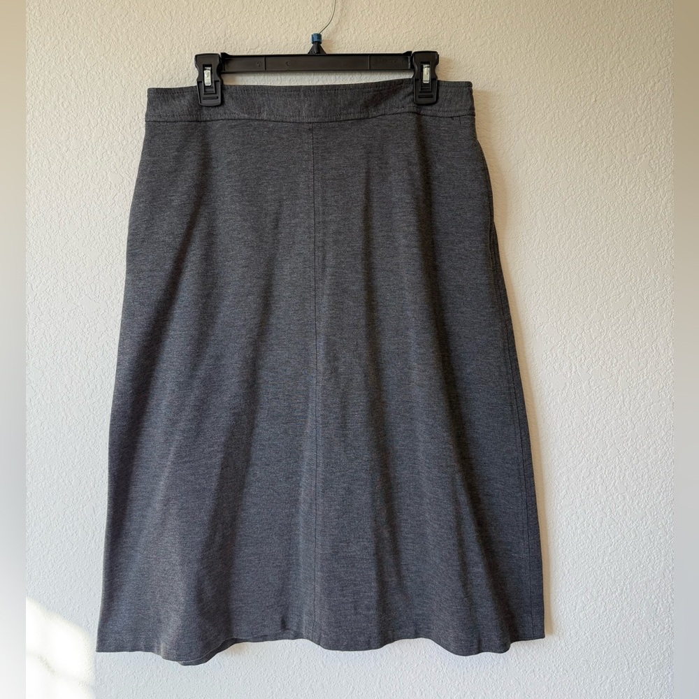 J. Jill Charcoal Gray Knit Skirt 12P Petite Stretch Midi w/zipper